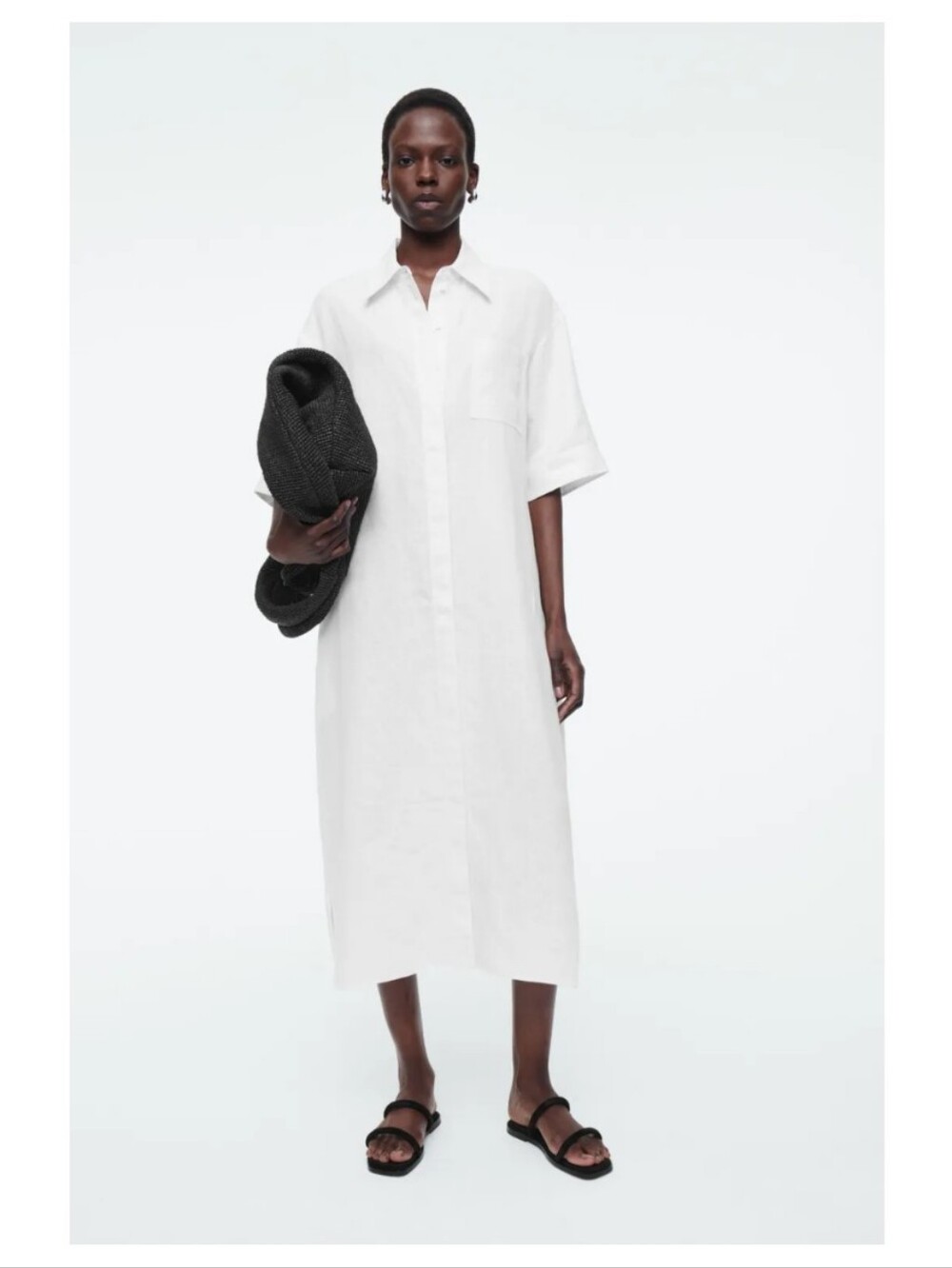 COS Oversized Short-Sleeved Linen Midi Dress